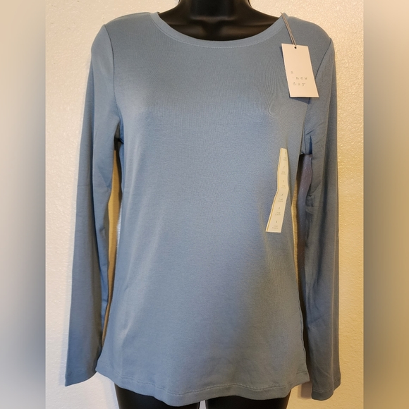 A New Day By Target Womens Ribbed Long Sleeve Top - Size Small - Teal - Picture 1 of 3